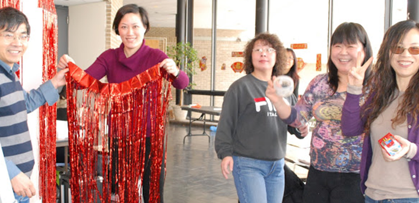 Parents getting ready for the Chinese New Year Temple Fair